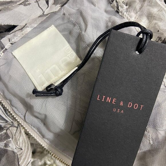 Line & Dot Cream Brown Ruffle Silk  Blouse… - Picture 5 of 6